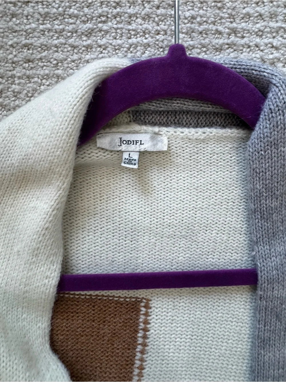 JODIFL Colorblock Open-Front Cardigan - Cream, Brown, Gray, Blue